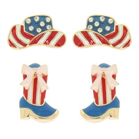 PATRIOTIC BOOT AND COWBOY HAT EARRING SET